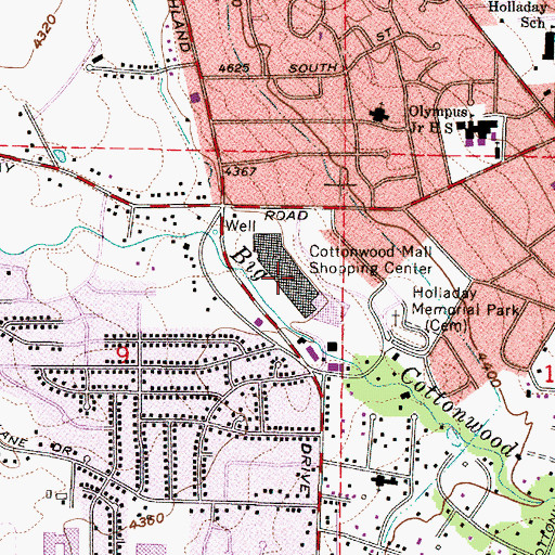 Topographic Map of Cottonwood Mall Shopping Center, UT