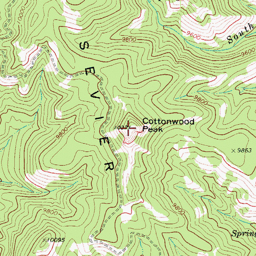 Topographic Map of Cottonwood Peak, UT