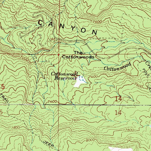 Topographic Map of Cottonwood Reservoir, UT