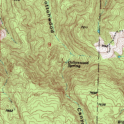 Topographic Map of Cottonwood Spring, UT