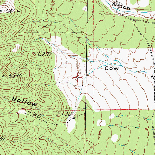 Topographic Map of Cow Hollow, UT