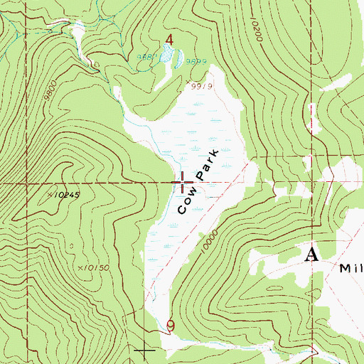Topographic Map of Cow Park, UT