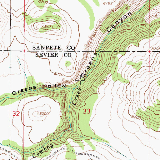 Topographic Map of Cowboy Creek, UT