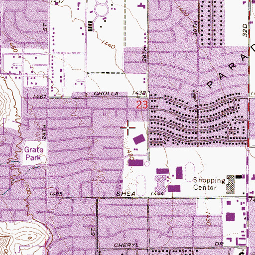Topographic Map of Desert Cove Elementary School, AZ