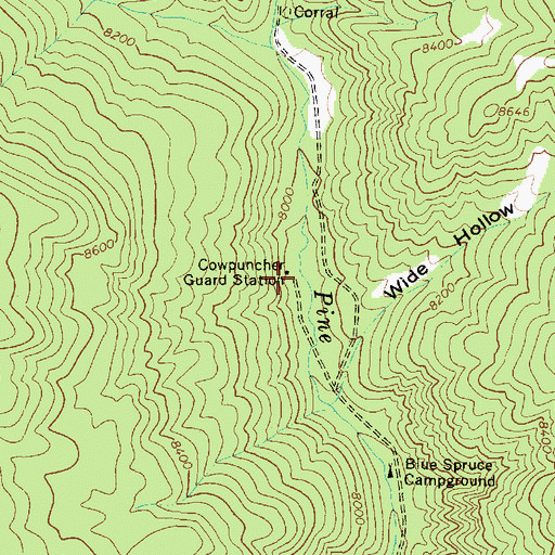 Topographic Map of Cowpuncher Guard Station, UT