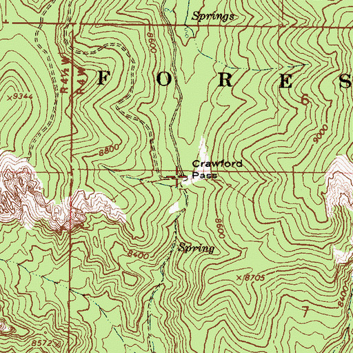 Topographic Map of Crawford Pass, UT