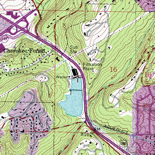 Topographic Map of Birmingham Reservoir, AL
