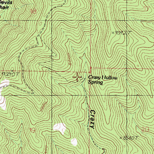 Topographic Map of Crazy Hollow Spring, UT