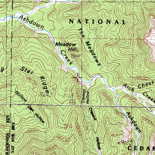 Topographic Map of Cresant Hollow, UT