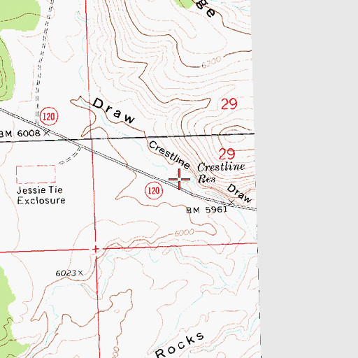 Topographic Map of Crestline Reservoir, UT