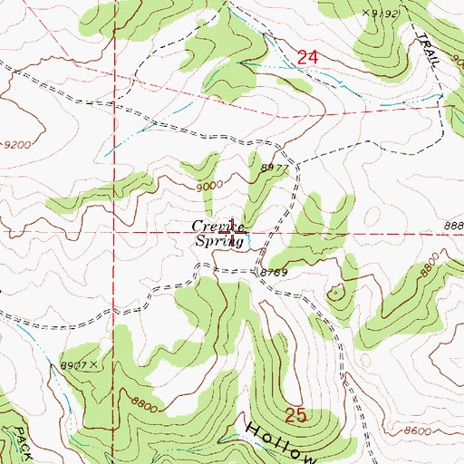 Topographic Map of Crevice Spring, UT