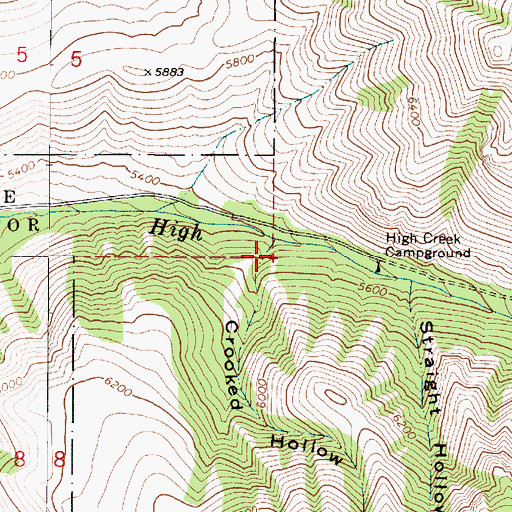 Topographic Map of Crooked Hollow, UT