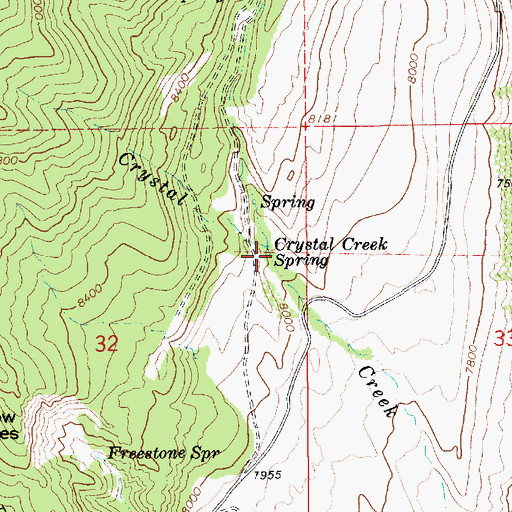 Topographic Map of Crystal Creek Spring, UT