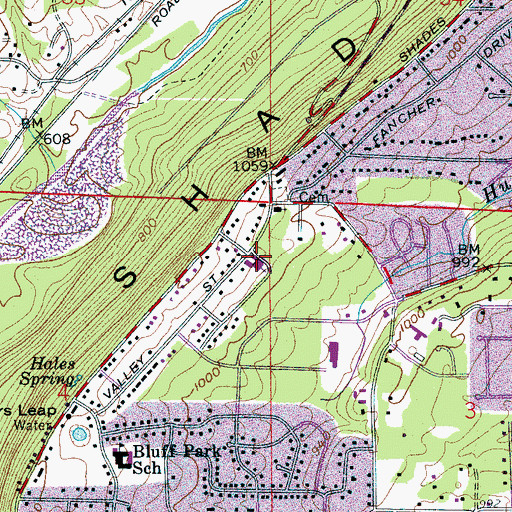 Topographic Map of Bluff Park United Methodist Church, AL