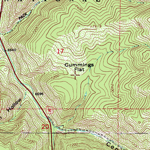 Topographic Map of Cummings Flat, UT