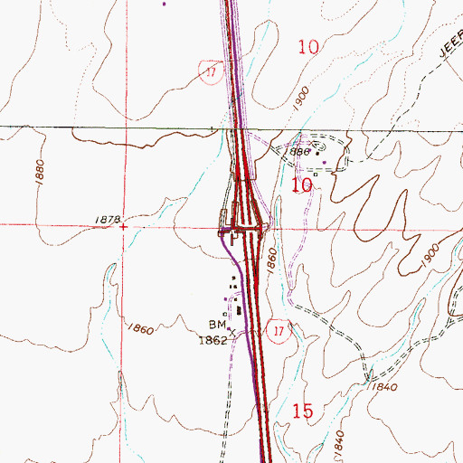 Topographic Map of Desert Hills Interchange, AZ