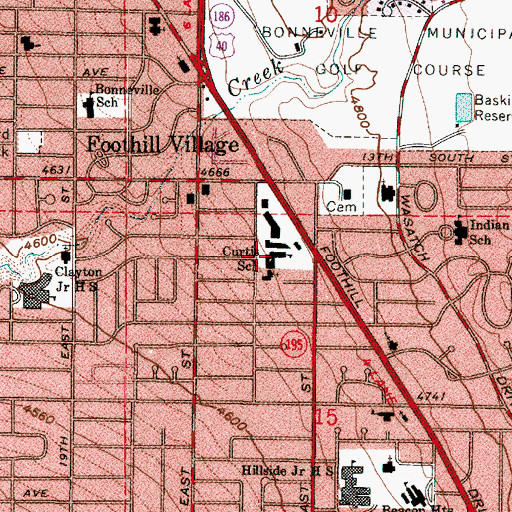 Topographic Map of Curtis School, UT