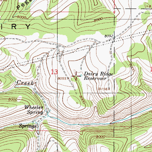 Topographic Map of Dairy Ridge Reservoir, UT
