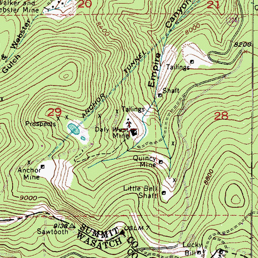 Topographic Map of Daly West Mine, UT
