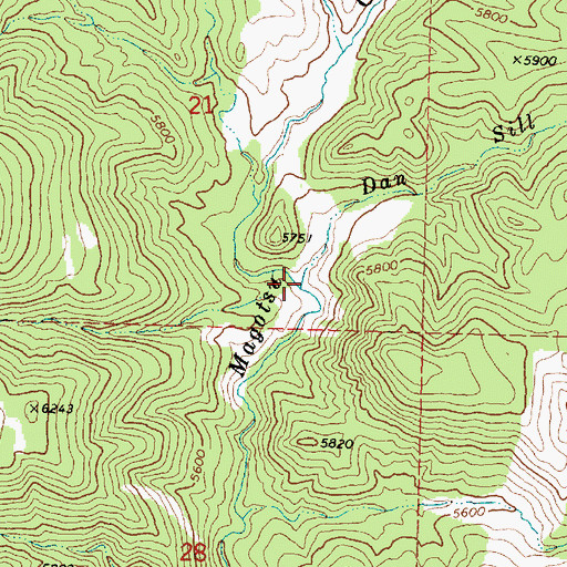 Topographic Map of Dan Sill Creek, UT