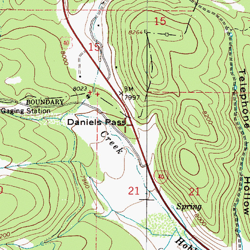 Topographic Map of Daniels Pass, UT