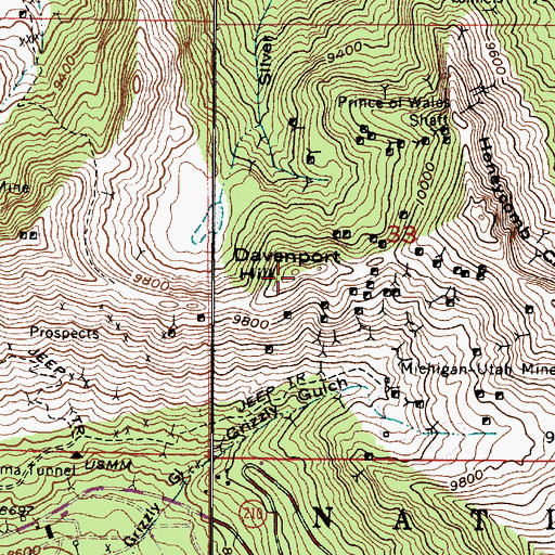 Topographic Map of Davenport Hill, UT