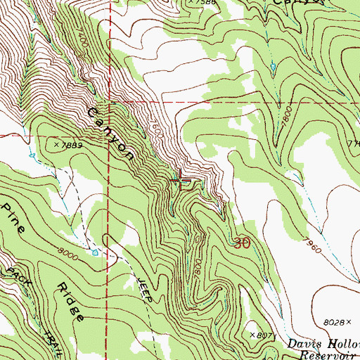 Topographic Map of Davis Hollow, UT