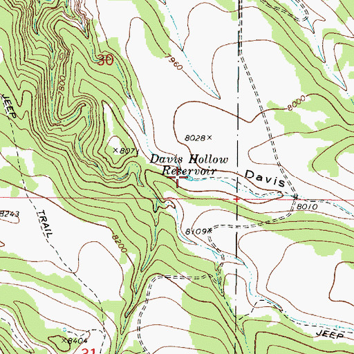 Topographic Map of Davis Hollow Reservoir, UT
