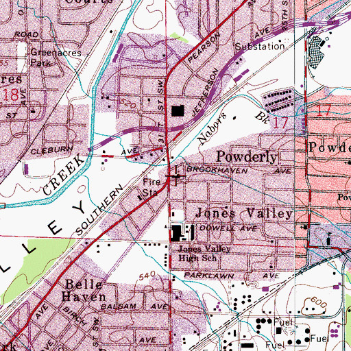 Topographic Map of Brookhaven Methodist Church, AL
