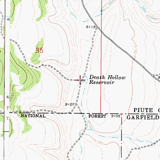 Topographic Map of Death Hollow Reservoir, UT