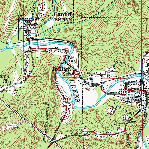 Topographic Map of Brookside High School, AL