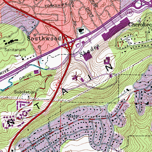 Topographic Map of Brookwood Medical Center, AL