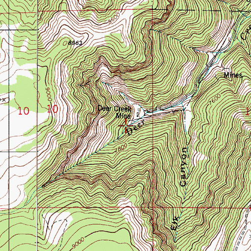 Topographic Map of Deer Creek Mine, UT