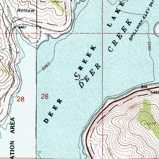 Topographic Map of Deer Creek Reservoir, UT