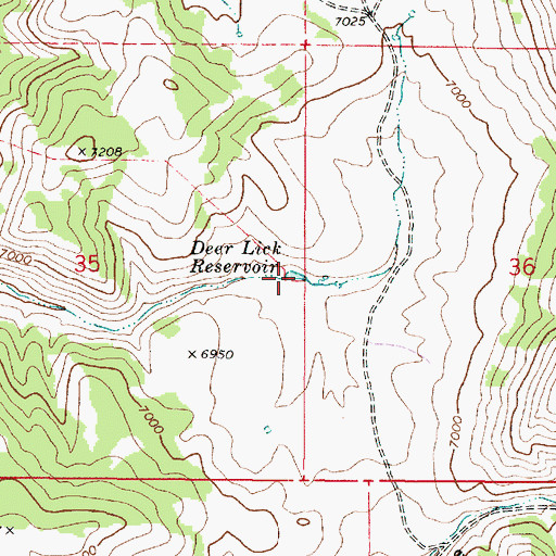 Topographic Map of Deer Lick Reservoir, UT