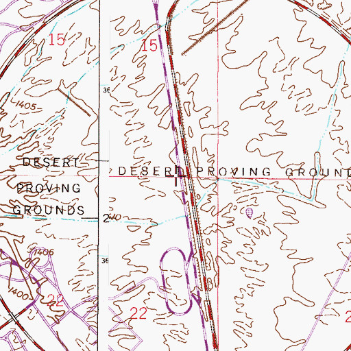 Topographic Map of Desert Proving Grounds, AZ