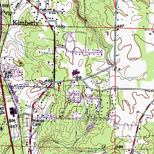 Topographic Map of Bryan School, AL