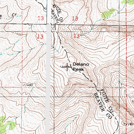 Topographic Map of Delano Peak, UT