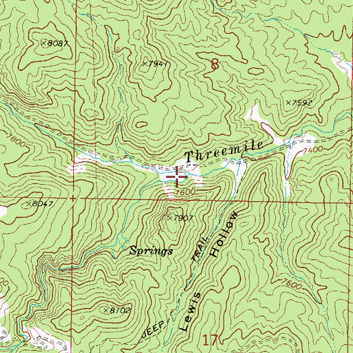 Topographic Map of Delong Creek, UT