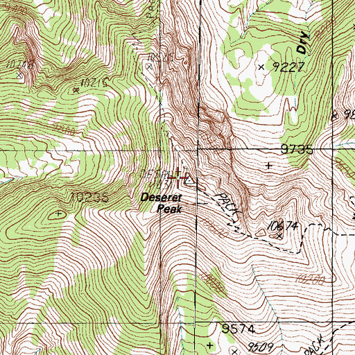 Topographic Map of Deseret Peak, UT