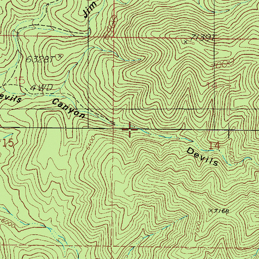 Topographic Map of Devils Canyon, UT