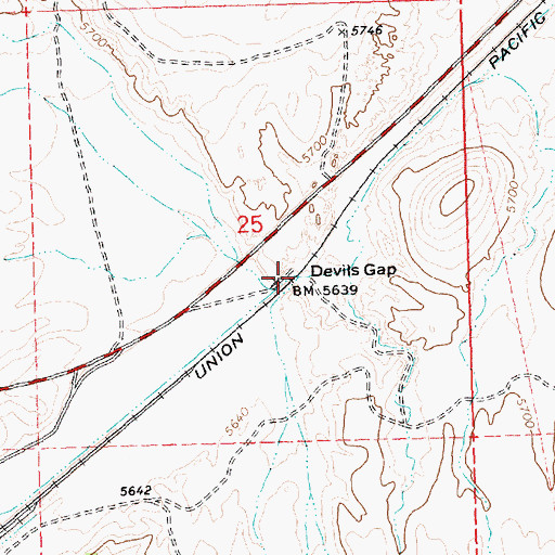 Topographic Map of Devils Gap, UT