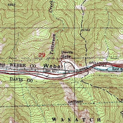 Topographic Map of Devils Gate, UT