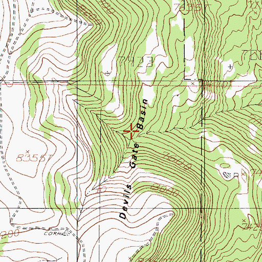 Topographic Map of Devils Gate Basin, UT