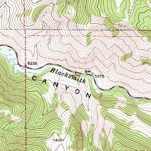 Topographic Map of Devils Gate Canyon, UT