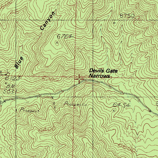 Topographic Map of Devils Gate Narrows, UT