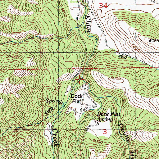 Topographic Map of Devils Hole Canyon, UT