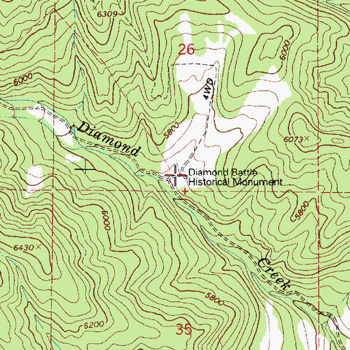 Topographic Map of Diamond Battle Historical Monument, UT