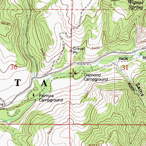 Topographic Map of Diamond Campground, UT