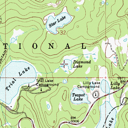 Topographic Map of Diamond Lake, UT